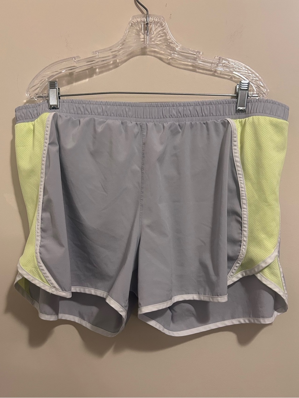 Old Navy Active Light Gray and Neon Yellow Athletic Shorts